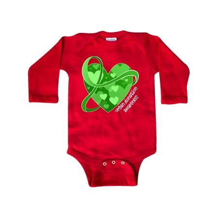 

Inktastic Organ Donation Awareness Green Heart and Ribbon Gift Baby Boy or Baby Girl Long Sleeve Bodysuit