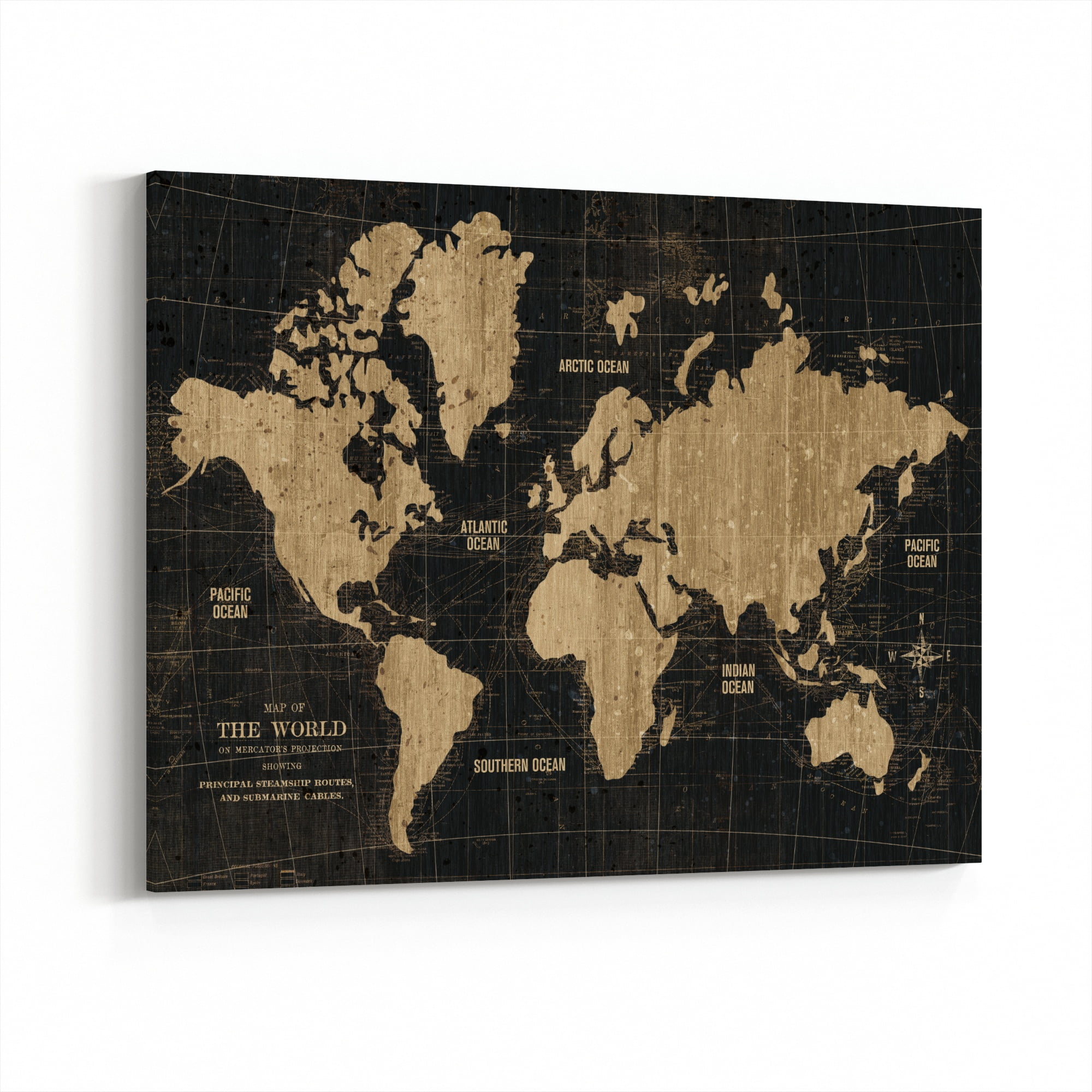 old world map black gold maps 24 x 36 canvas wall art walmart com