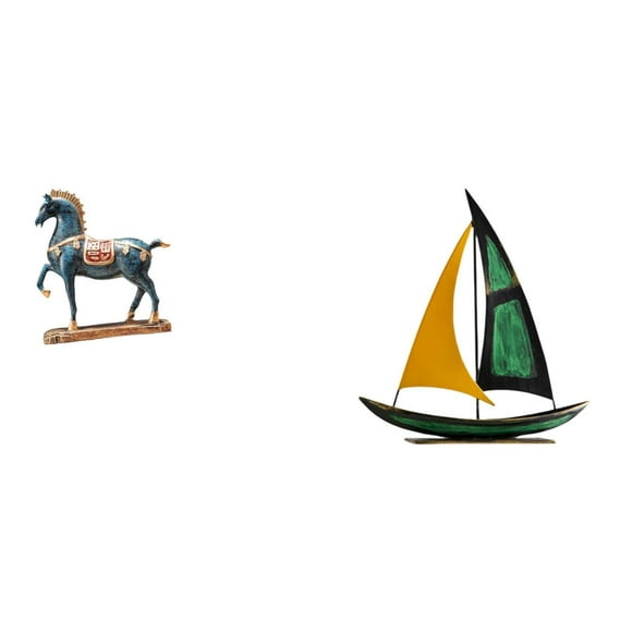 Elegante Escultura De Fusión De Caballo Y Velero, Adorno De Escritorio Feng Shui único Para Centro De Mesa De Sala De Estar Y Decoración De Estantería.
