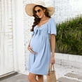 thumbnail image 3 of Maternity Dresses Women's Knotted V Neck Knee Length Wrap Dress, 3 of 5