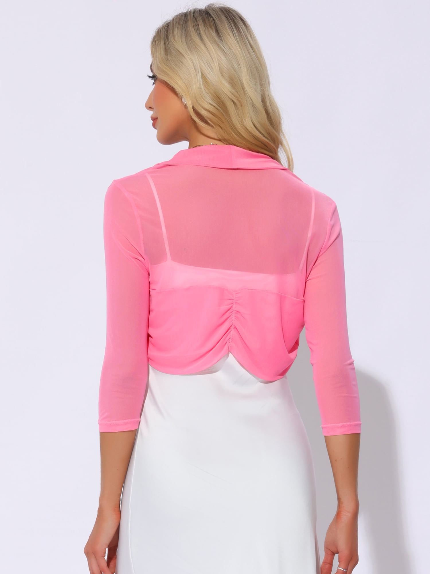 DARING DIVA Semi Sheer Elegant 3/4 Sleeves Blouse 2XL Pinks
