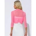 thumbnail image 4 of DARING DIVA Women's Semi Sheer 3/4 Sleeves Cardigan Bolero Shrugs S Pinks, 4 of 6