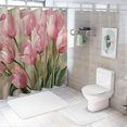thumbnail image 6 of JEUXUS Pink Tulip Flowers Landscape Pictures Shower Curtain for Bathroom Decoration White, 6 of 6