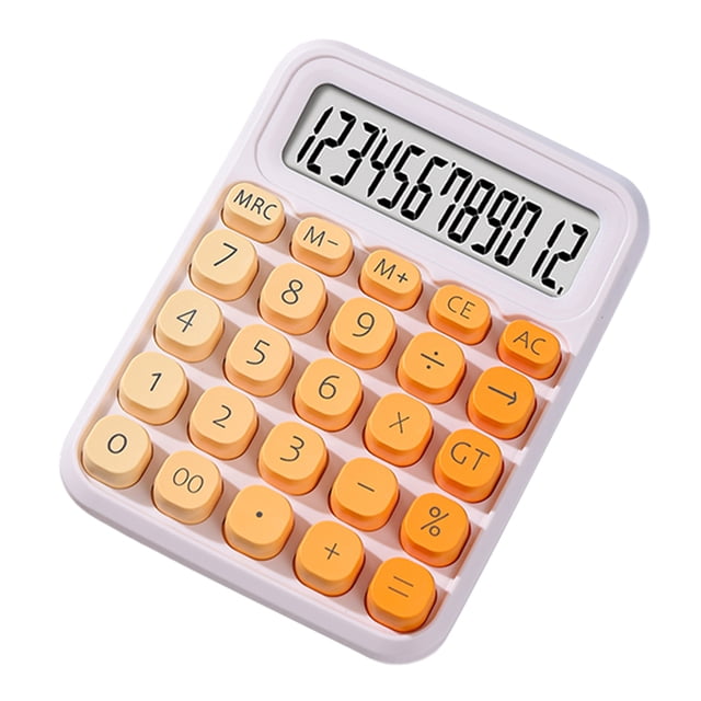 yeacher Gradient Color Calculator with Large Round Keys, 12-Digit Display, Mechanical Keyboard Style, Ideal for Office, Accounting, and Students (1xAAA Powered, Battery Not Included) - Gradient Orange