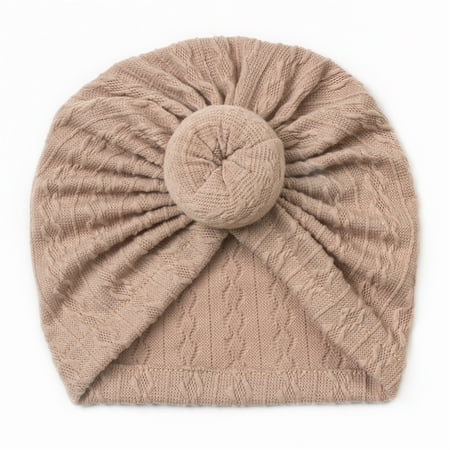 

kpoplk Baby Hats 0-3 Months Toddler Baby Boys Girls Solid Cap Beaniess Knotted Elastics Turban Hat(Coffee)