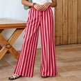 thumbnail image 2 of Abtuhar Women Pants Print Contrast Stripe Straight Leg Full Length Loose Elastic Waist Side Pockets Fashion Trousers, 2 of 5
