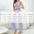 thumbnail image 3 of QUNYINEY Lace Women's Pajamas Set with Bow Sleeveless Blue 2 Piece Tank Tops And Pants Square Neck Ruffle Loungewear Sets Woman, 3 of 7