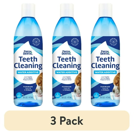 (3 pack) Naturel Promise Fresh Dental Breath Freshener & Teeth Cleaning Water Additive for Dogs, 16 oz Bottle