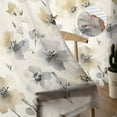 thumbnail image 6 of Gray Beige Floral Semi Sheer Window Curtains 63 Inches Long, Spring Modern Botanical Flowers Blossom Rod Pocket Voile Silky Chiffon Curtain Treatment Drapes for Living Room, 52"x63", 2 Panels, 6 of 9
