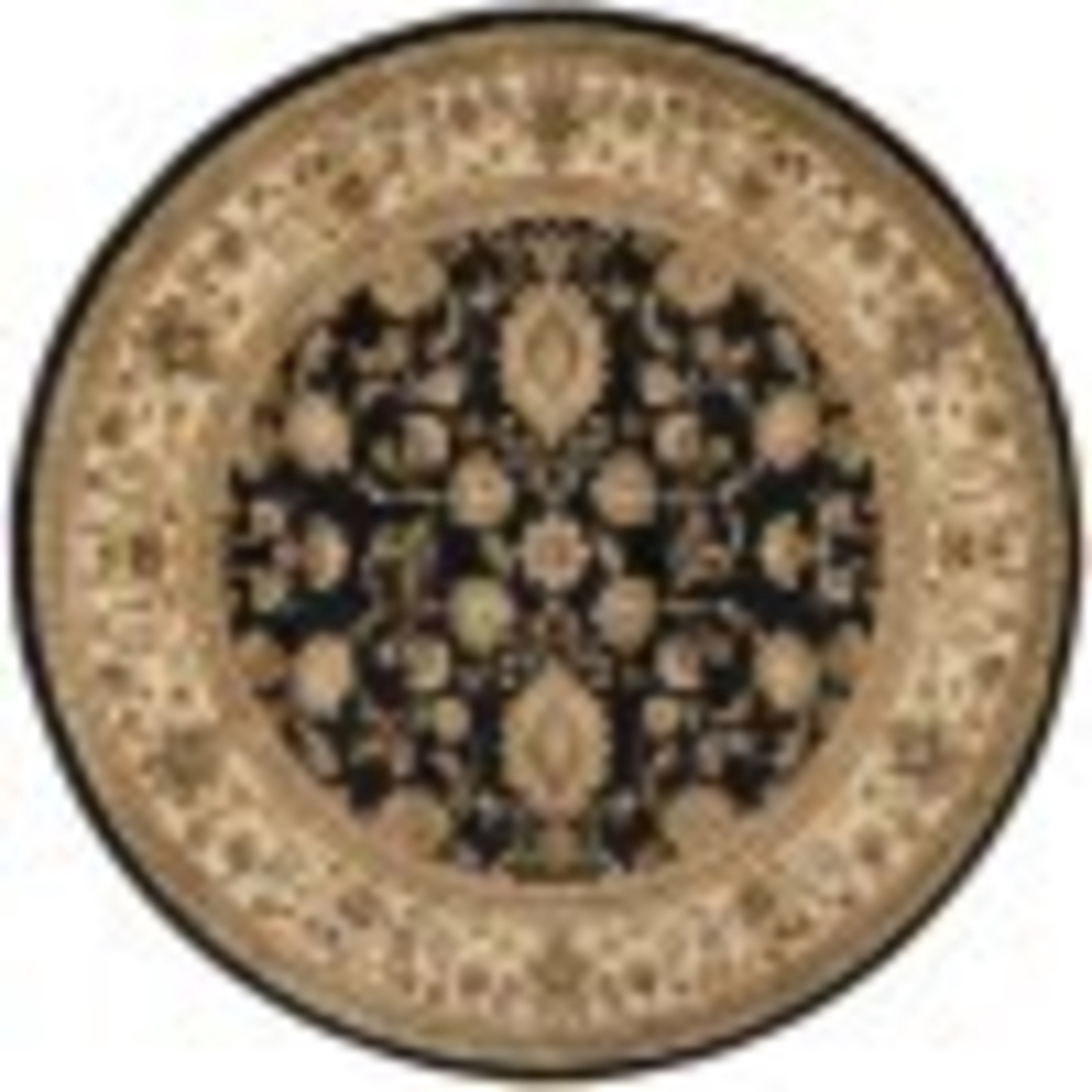 Sensation Transitional 5' Round Black and Beige Polypropylene Indoor Area Rug