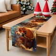 thumbnail image 6 of Christmas Table Runner Santa Claus Sleigh Reindeer Table Runners Winter Landscape at Night Cotton Linen Dresser Scarf Kitchen Dining Table Decor for Christmas Holiday Party Decor 13x90 Inch, 6 of 9