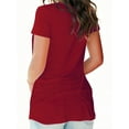 thumbnail image 6 of Liher Women Summer Tops Fashion V Neck T-shirts Short Sleeve Tunic Blouse Cute Fit Trendy Tee Wine Red Top Clothes Size M, 6 of 6