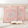 thumbnail image 3 of Pink Boho Outdoor Waterproof Pillow Covers, Vintage Abstract Tribal Decorative Oriental Decorative Square Throw Pillowcase Sofa Cushion Sham for Patio/Couch/Chair, 16"x16" 2 Pack, 3 of 8