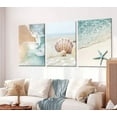 thumbnail image 3 of 3 Pcs Seashell Starfish Posters Decorative Painting Beach Waves Canvas Prints Summer Relaxing Coast Wall Decor for Bathroom, Bedroom, Dining Room, Sea View Room Wall Decor, 12x16Inch Und, 3 of 7