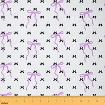 Homewish Cartoon Bowknot Fabric by the Yard 3 Yard, Black Purple Bow-tie Sewing Fabric