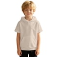 thumbnail image 3 of Bysome Boys Sweatshirts Solid Color Short Sleeve Hooded Tees Autumn Comfortable Boys Hoodies Size 4-5 Years Beige, 3 of 5