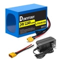 thumbnail image 1 of 24V 12AH Lithium Battery, Built-in 25A BMS, with Fast Charger XT60 Cable Connector, 24Volt Battery Replacement for Ride on Toy&Cars and DIY Projects, 1 of 6