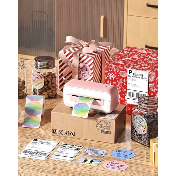 Label Printer Thermal 4x6 for Small Business Pink