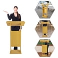 thumbnail image 4 of Height Adjustable Presentation Stand with Storage – Sturdy Mobile Lectern for Office, School & Conference Room – 4 Universal Wheels (2 with Brakes), Easy Assembly, 4 of 15