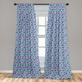 thumbnail image 5 of Ambesonne Retro Curtains, Pink Heart on Polka Dots, Pair of 28"x63", Hot Pink and Turquoise, 5 of 5