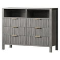 thumbnail image 6 of Fluted 6 Drawer Dresser for Bedroom, 47.2" Wide Wood Chest of Drawers with 2 Open Shelves, Modern Bedroom Dresser for Closet, Living Room, Entryway, 6 of 6