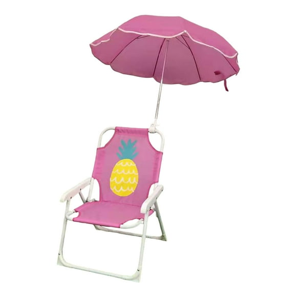 koolsoo Kids Camping Chair with Umbrella Beach Chair for Camping Backpacking Fishing Pineapple