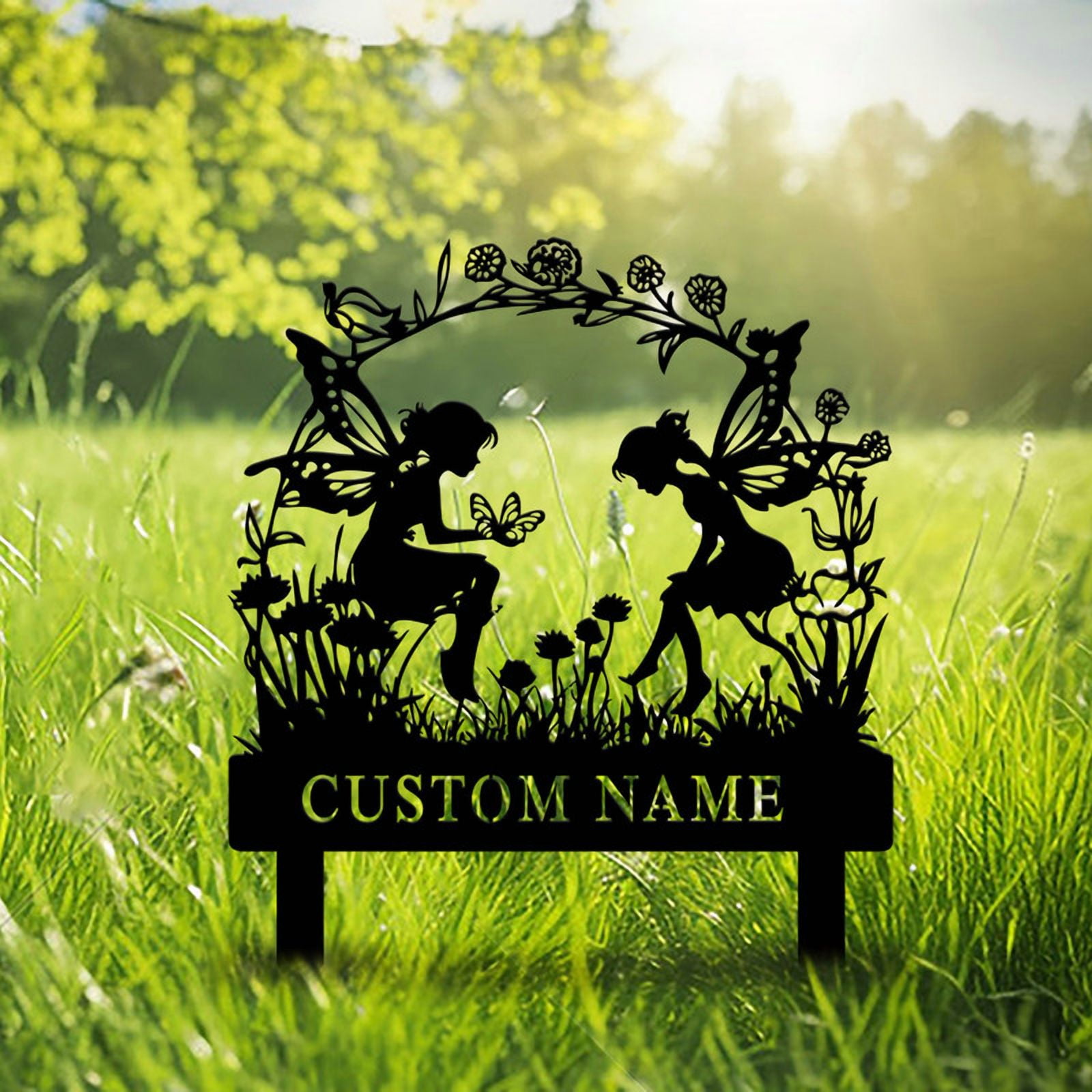 Personalized Garden Statue Stake Metal Sign | Custom Name Address Number Yard Sign Lawn Patio Decorative Outdoor Plaque Housewarming Gift