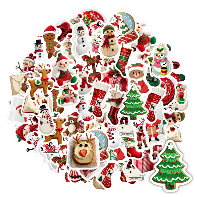 35pcs Funny Stickers Santa Stickers Holiday Stickers Snowman Stickers Tree Stickers for Laptops Suitcases Fridge