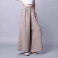 thumbnail image 2 of Pantalones anchos finos de algodón y lino para mujer, pantalones hasta el tobillo holgados y transpirables de cintura alta para primavera y verano, pantalones de pierna ancha para mujer, 2 of 5