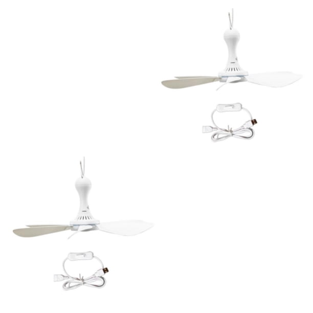 Inteprter Ventilador de techo eléctrico Ventiladores colgantes USB Exterior Bajo voltaje Doble Interior para restaurante Cama Dosel Sala de Type2 NO2