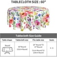 thumbnail image 4 of Spring Summer Floral Round Tablecloth 60 Inch Flower Table Clothes Multicolor Rustic Reusable Circle Table Cover for Picnic Party Dining Room Home Indoor Outdoor Decor, 4 of 6
