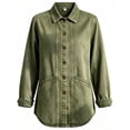 thumbnail image 4 of IUYRTFE Women's Denim Look Blazer Button Front Long Sleeve Pocket Casual Solid Color Jacket, 4 of 6
