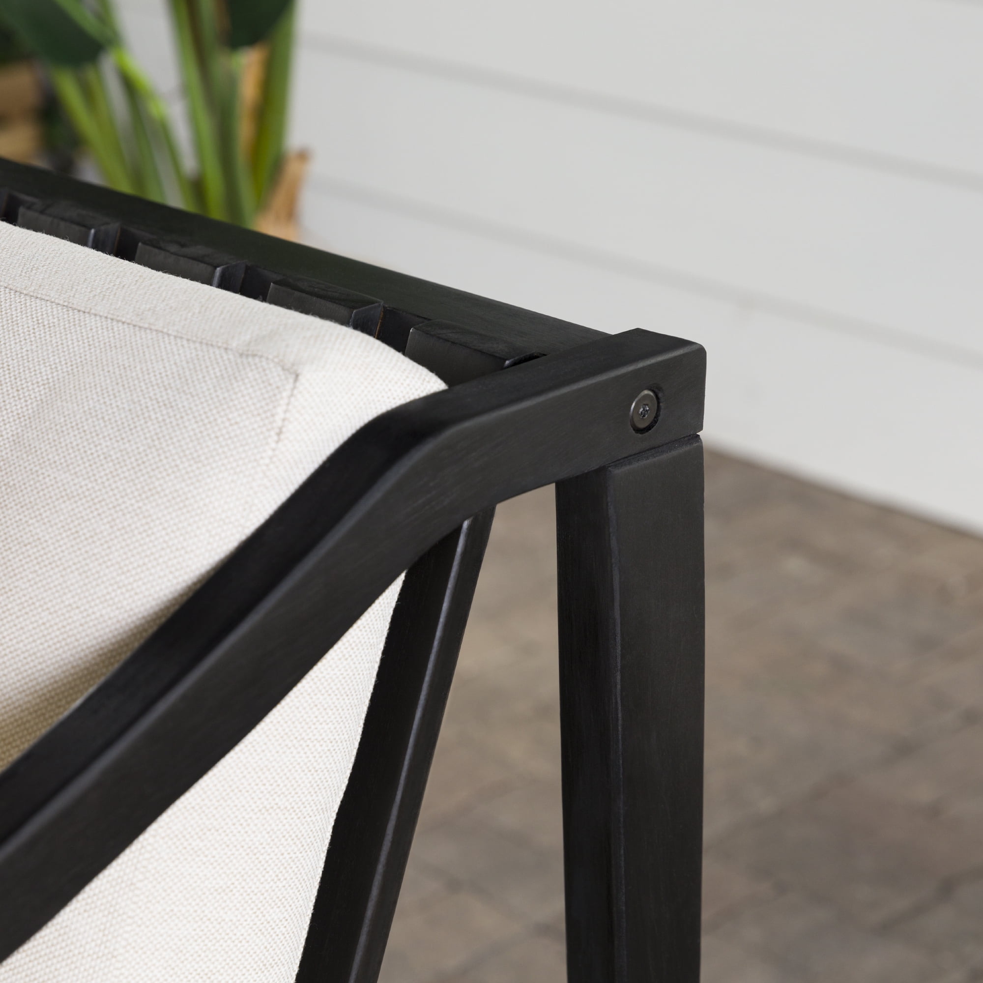 Walker Edison Modern Wood Solid Curved Arm Outdoor Club Chair, Black