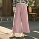 thumbnail image 1 of WILLBEST Pantalones Casuales de Mujer, de Cintura Alta, con Pierna Ancha y Corte Recortado, Ideales para Actividades al Aire Libre, Relajación y Comodidad Diaria. Extra Grande, 1 of 4