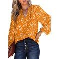 thumbnail image 1 of Blouse en Chiffon à Manches Longues Smockées à Imprimé Floral Col en V Décontractée pour Femmes, Style Bohème, 1 of 5