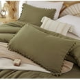 thumbnail image 3 of Boho Duvet Cover Set For Bedroom Pompom Bedding Set Breathable Olive Green Quilt Cover 8Corner tie For Closure Zipper Bohemian Bedding Set, 3 of 3