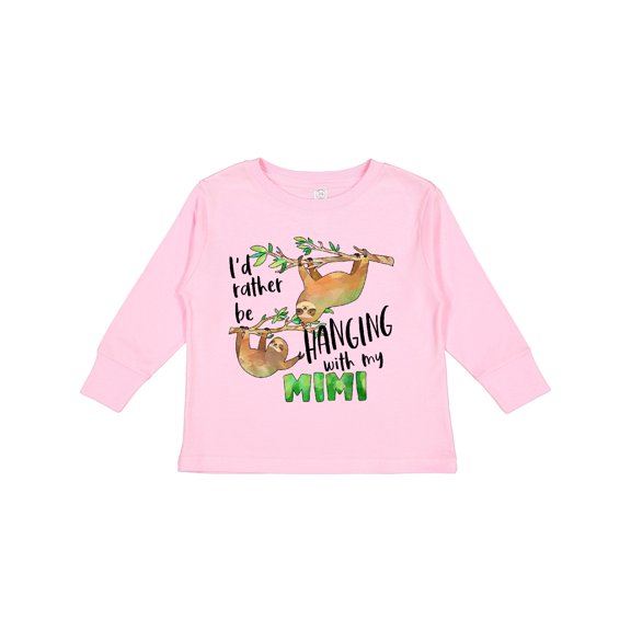 Inktastic Id Rather Be Hanging with my Mimi- Cute Sloths Boys or Girls Long Sleeve Toddler T-Shirt
