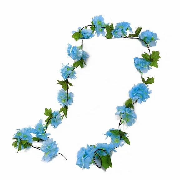 Tkrady 5Pcs 7.5FT Blue Flower Garland Artificial Floral Garland Vines for Wedding Decortions Hanging Rose Ivy Sakura Ivy for Outdoor Wall Decor Arch Garden Ceremony Background