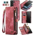 thumbnail image 2 of Wallet Case Compatible with Samsung Galaxy S22 2 in 1 Leather Zipper Detachable Magnetic Phone Case with 10 Card Slots Clutch Purse Cover Samsung Galaxy S22 Premium PU Case Red, 2 of 12