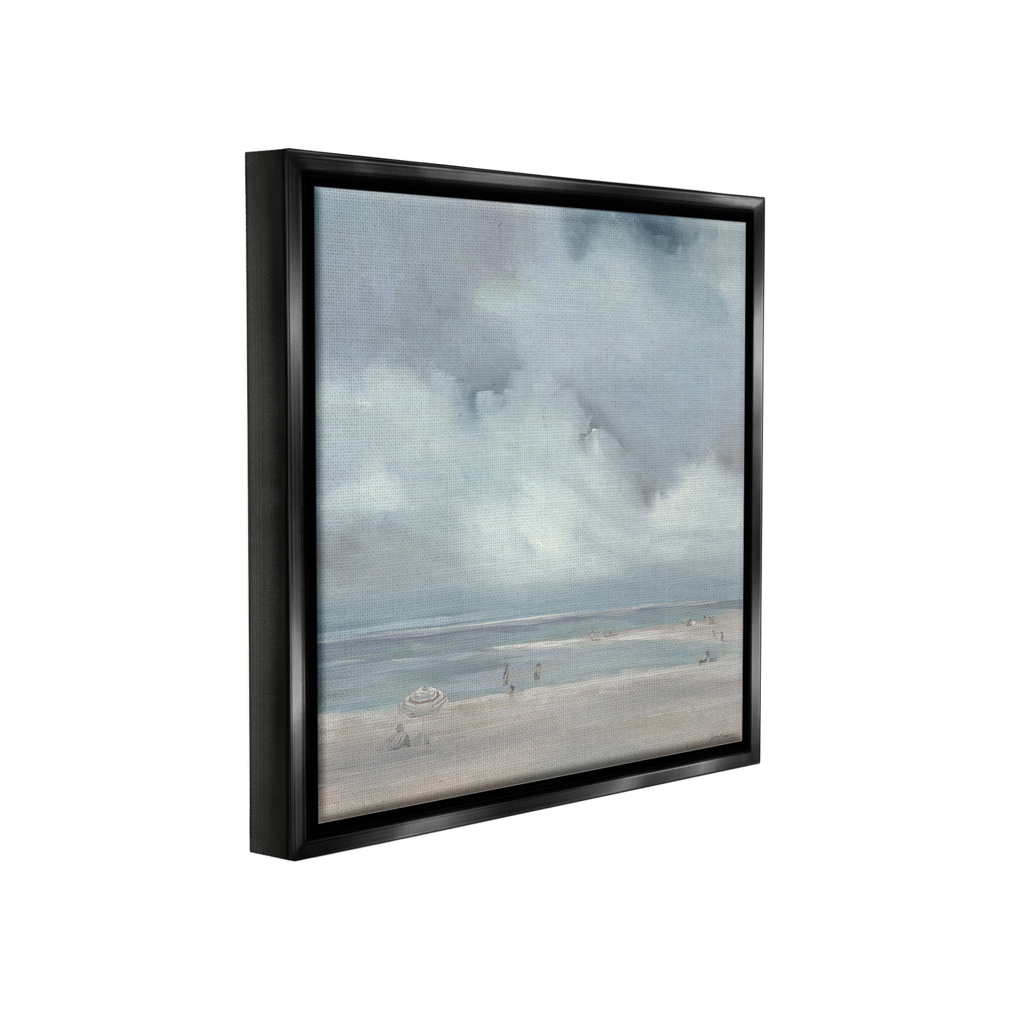 Stupell Industries Foggy Beach Landscape Landscape Painting Black Floater Framed Canvas Art Print Wall Art, 18 x 18