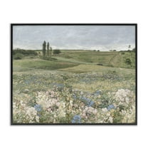 Stupell Industries Charming Pastoral Meadow View Landscape & Nature Painting Black Framed Art Print Wall Art, 14 x 11