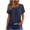 Navy, variant on Staron Summer Casual Blouse for Women Short Sleeve Round Neck Button Down Shirt Solid Color Pullover Top, Army Green S