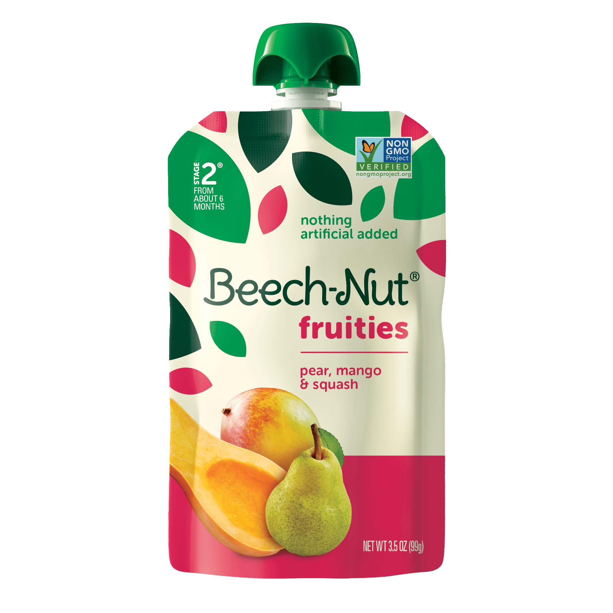Beech-Nut Fruities Stage 2, Pear Mango & Squash Baby Food, 3.5 oz Pouch
