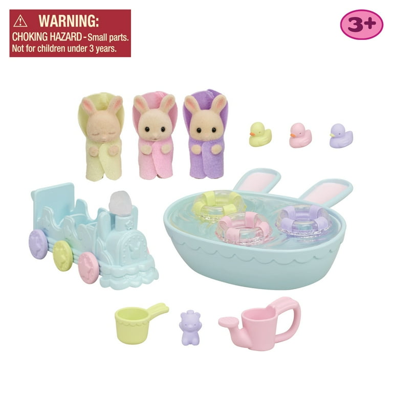 カントリードール3体セット ウサギ ラビット SKIM MILK Milk Rabbit Triplets Baby Bathtime Set with Play Bath Accessories