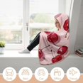 thumbnail image 6 of With Cherry Pattern Hooded Blanket Soft Arctic Velvet Blanket Hoodie Wearable Blankets All Season Blankets for Bed, 6 of 6