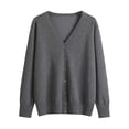 thumbnail image 4 of Lixiuxyad Womens Open Front Cardigan Long Sleeved Knit Cardigan Solid Color And Elegant Worn As An Outer Layer Over Size Sweater.,Gray, 4 of 4