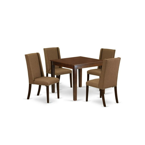 East West Furniture Oxford 5-piece Wood Dining Room Set in Mahogany
