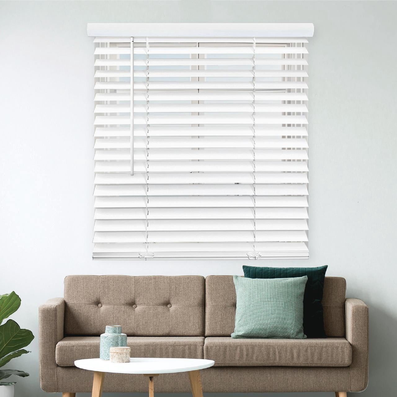 Regal Estate Cordless 2" Smooth Faux Wood Blinds, Room Darkening Privacy Window Blinds, White, 47"W x 48"H