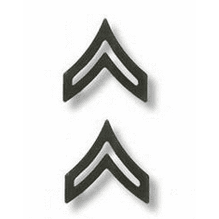 US Army Corporal Chevron Black Metal Collar Rank Insignia