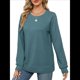 thumbnail image 3 of Sudaderas para Mujer, Suéteres de Cuello Redondo con Mangas de Punto , Moda 2025 Azul Mar M, 3 of 8